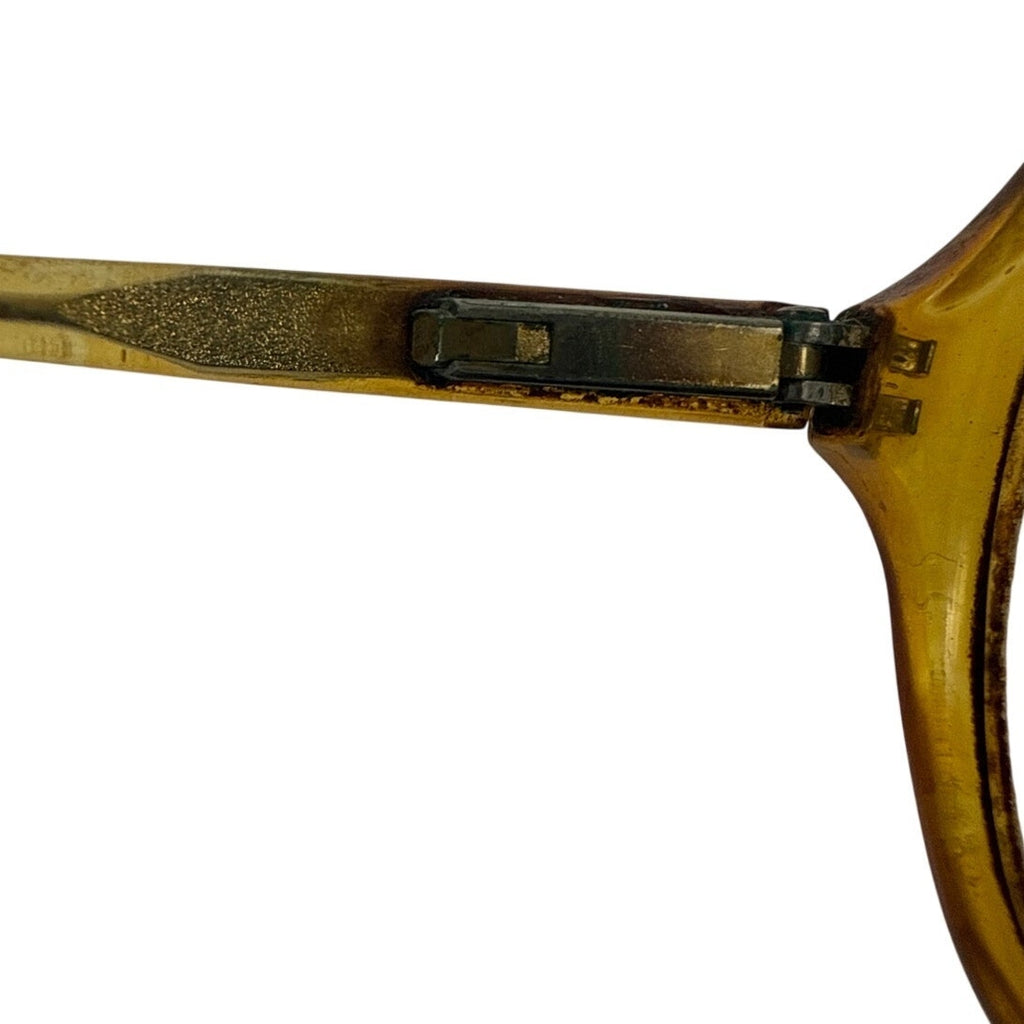 Vintage 70s 80s Amber Brown Double Bridge Aviator Eyeglass Frames Unisex