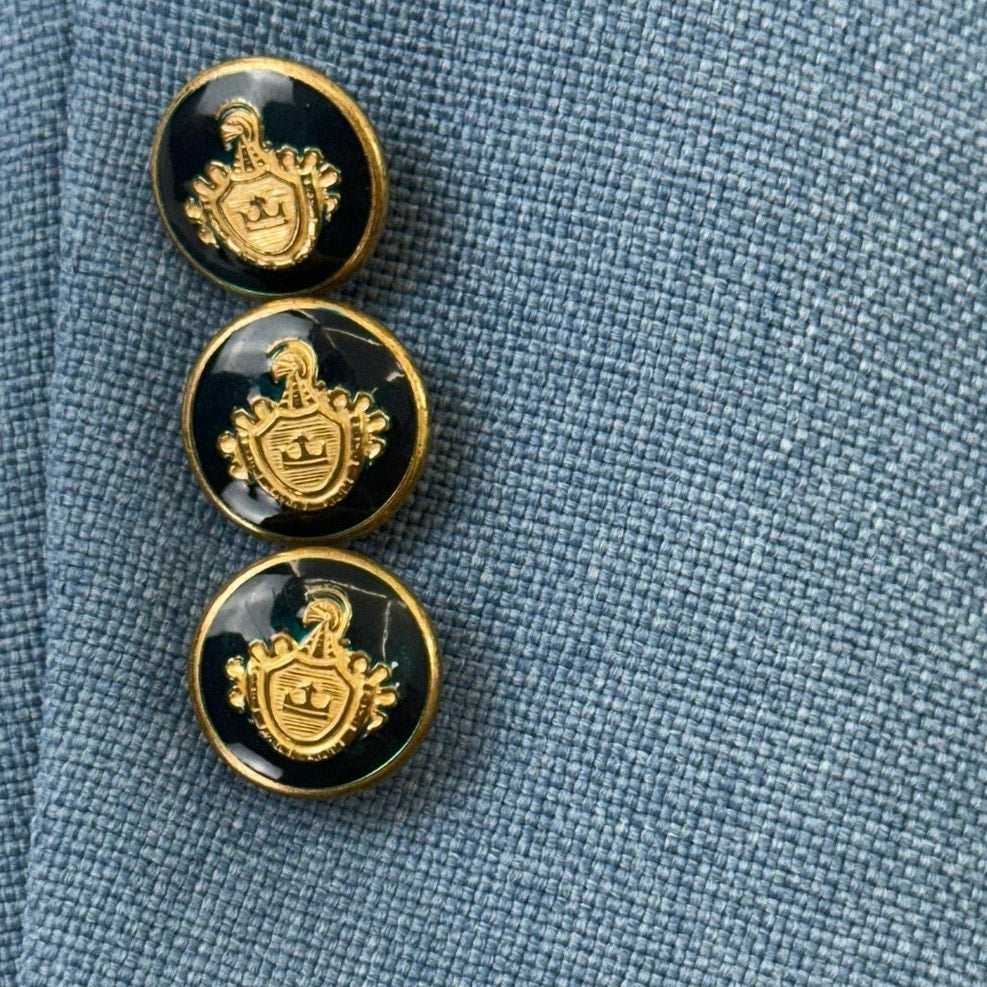 Vintage 70s The Knack Baby Blue Sport Coat Blazer Men's 40 Gold Crest Buttons