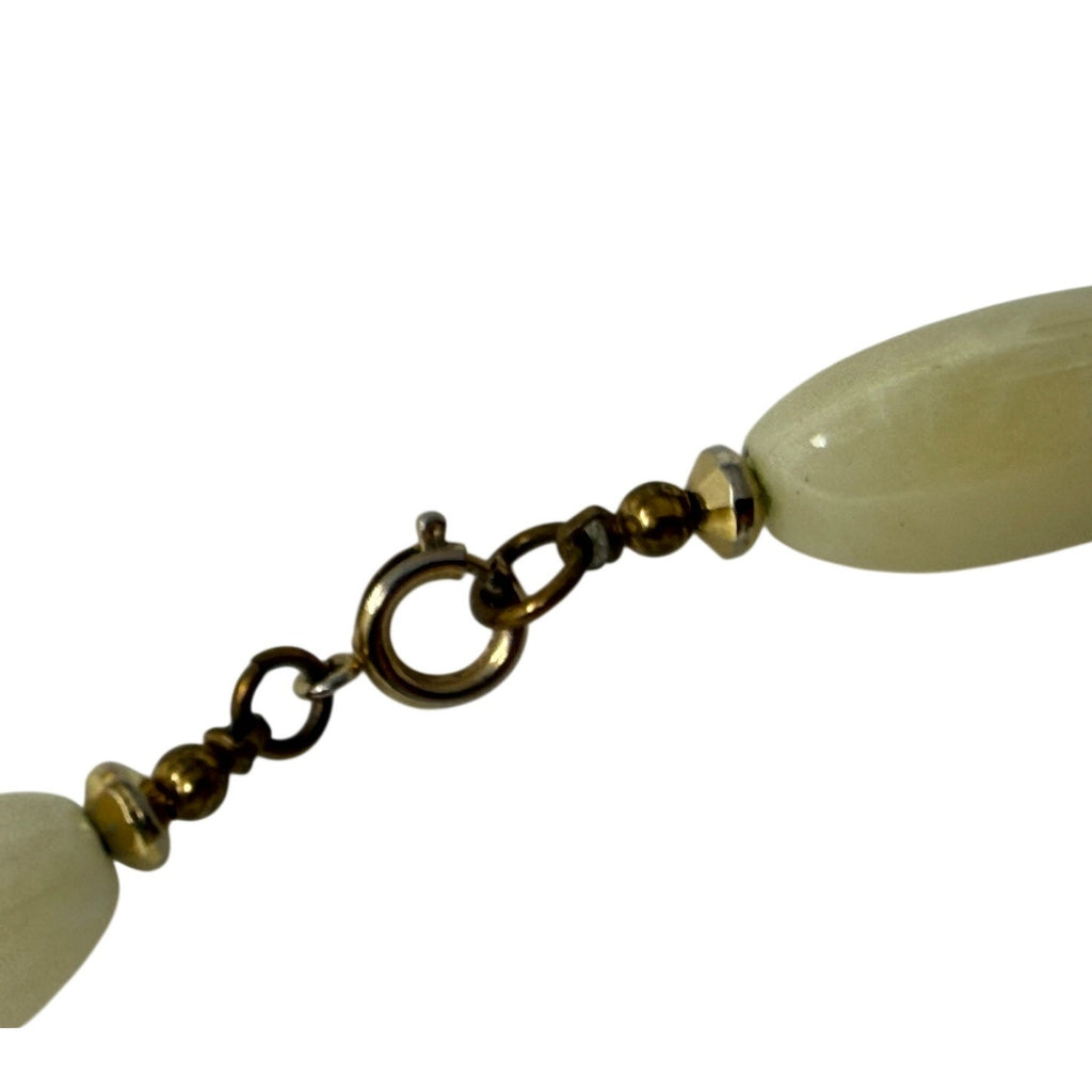 Vintage 60s White Lucite Bead Necklace Gold Filigree Spacers