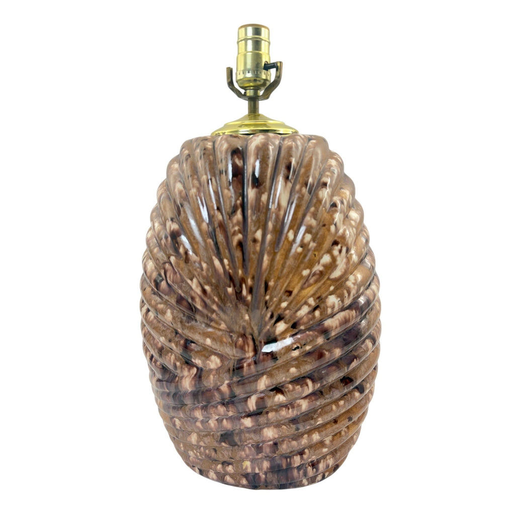 Vintage 80s Shell Table Lamp Coastal Seashell Brass Base 18"