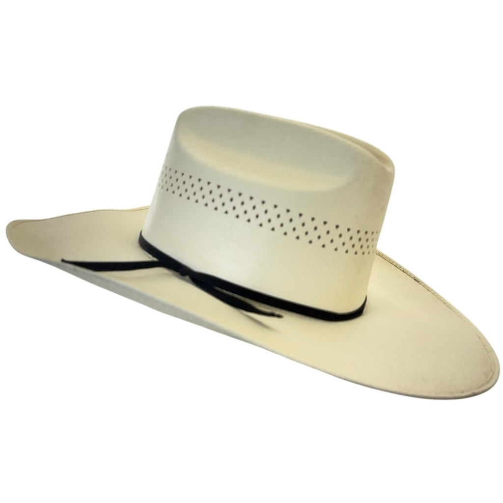 Vintage 90s Cowboy Canvas Western Cowboy Hat Cream White Vented Brim Adult Mens
