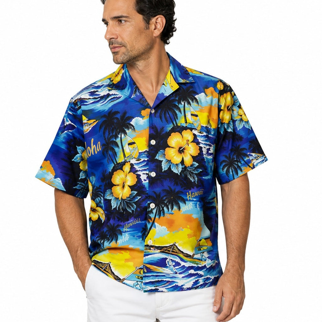 Vintage 80s Kalena Hawaii Aloha Surf Windsurf Floral Shirt Men's Medium