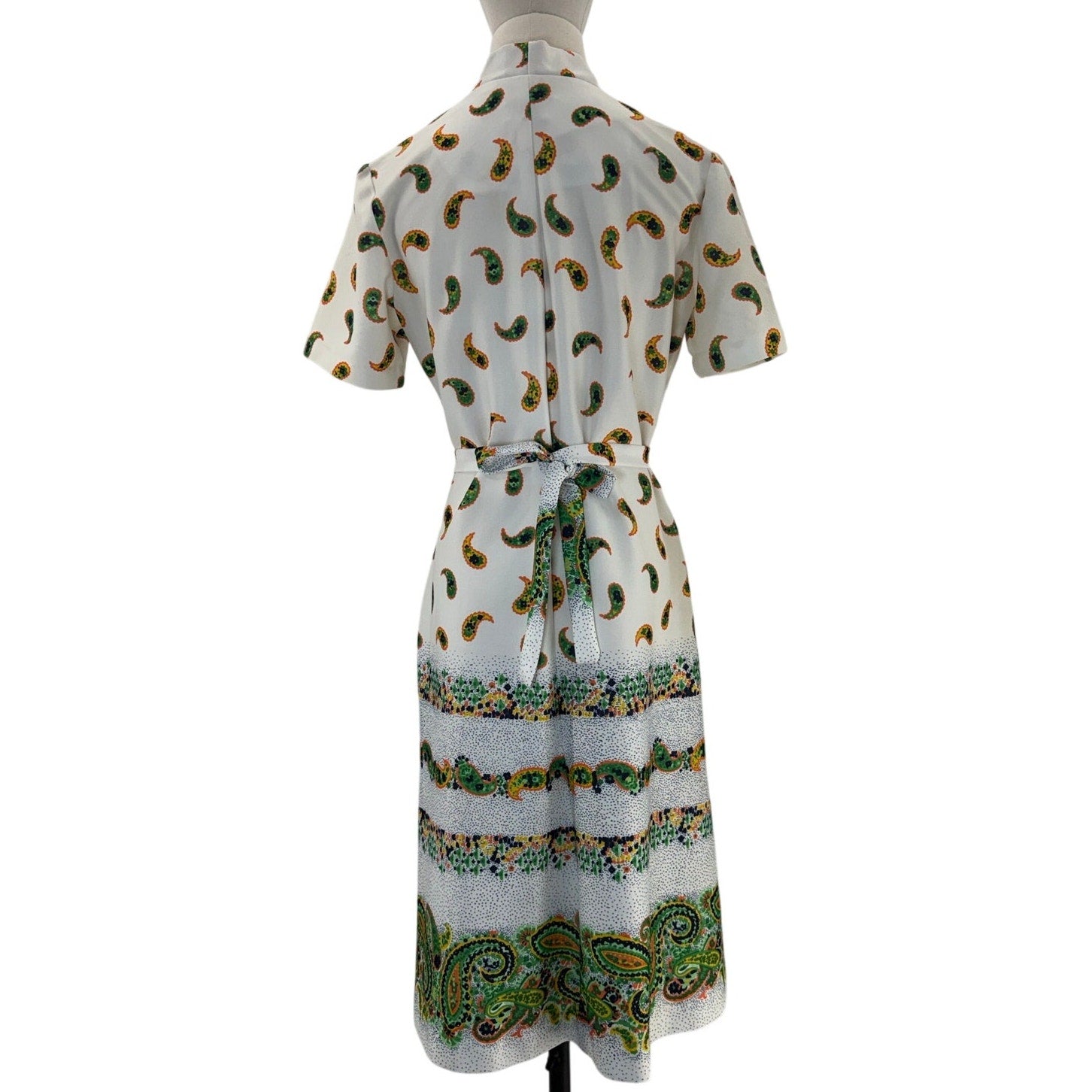 Vintage 70s Walden Classics Paisley Belted Polyester Shirt Dress Size 14