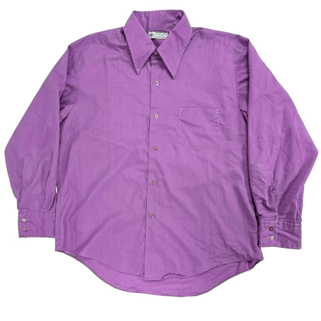 Vintage 70s Kmart Purple Point Collar Long Sleeve Disco Shirt Men’s L