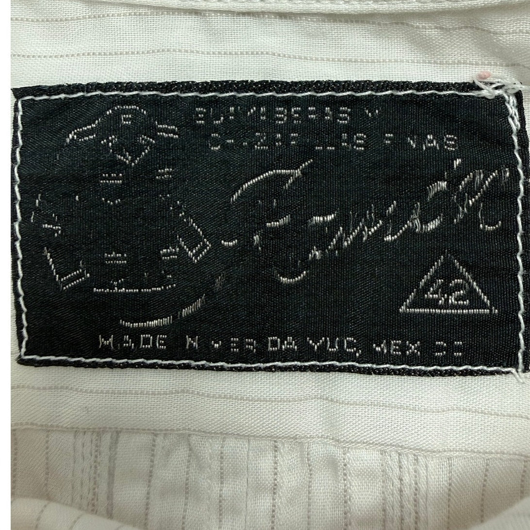 Vintage 80s White Guayabera Shirt Mens XL 4 Pocket Pintuck Mexico