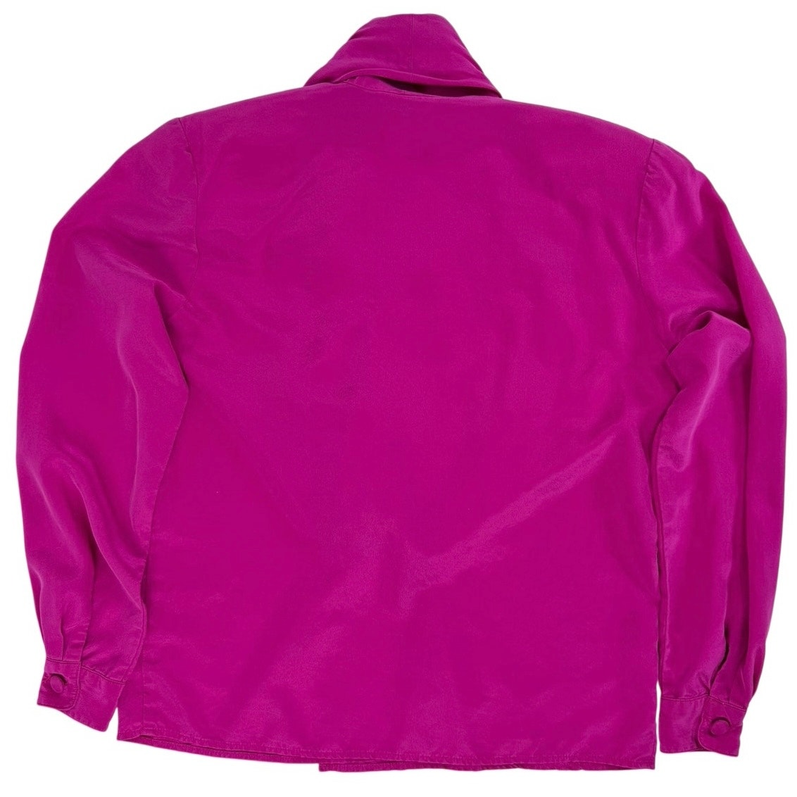 Vintage 80s Nordstrom Town Square 100 Silk Fuchsia Blouse Size 8 Shoulder Pads
