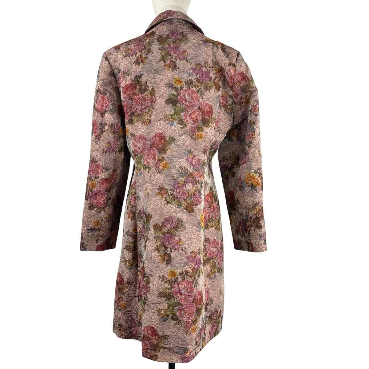 Vintage 90s Debbie Shuchat Mauve Floral Longline Jacket Women's Large