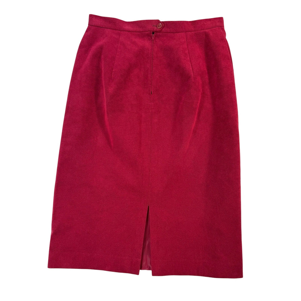 Vintage 70s Women's Medium Skirt Suit Lilli Ann Ultrasuede Fuchsia Red Union