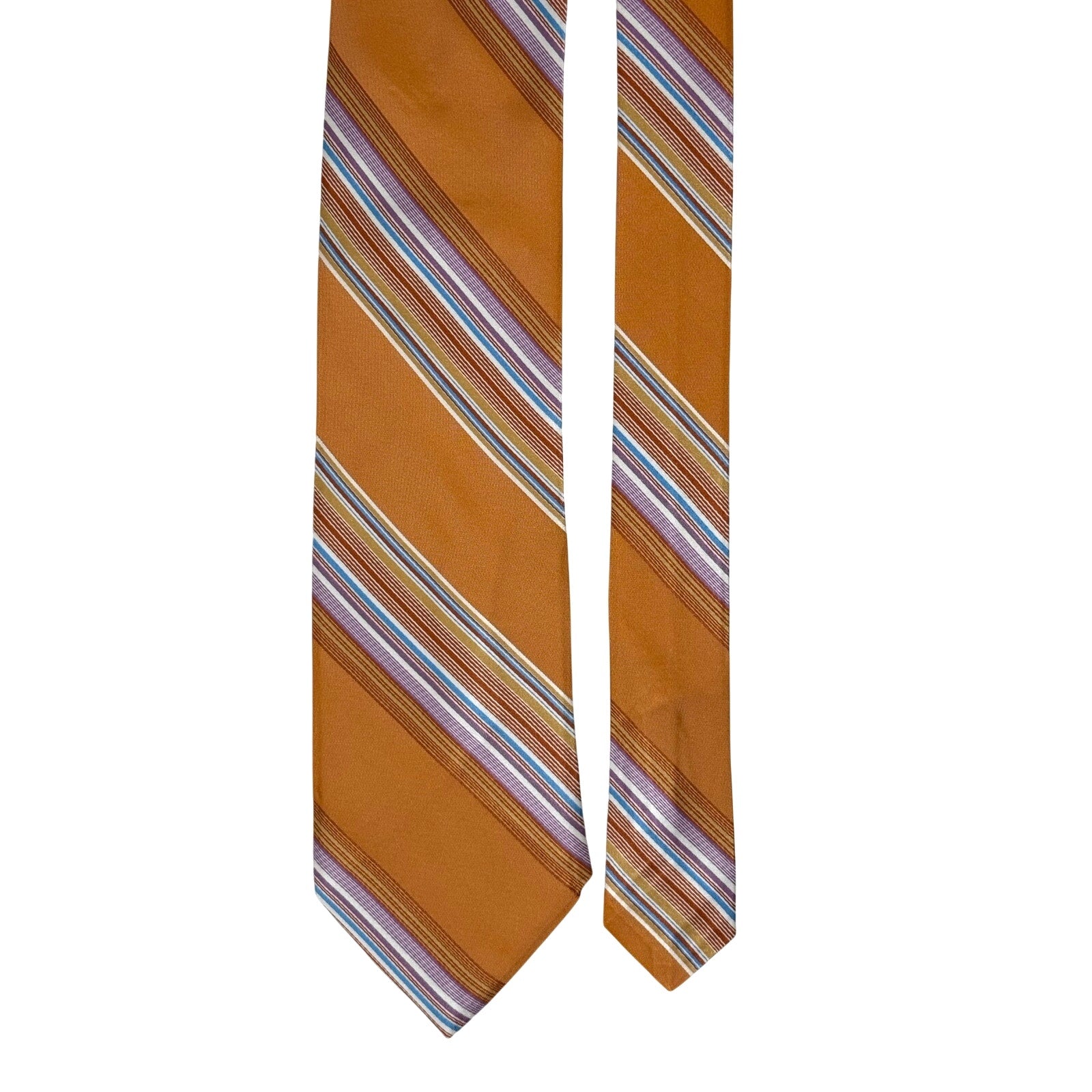 Ted Baker London 100% Silk Striped Tie Orange Blue USA Made 61" x 3"