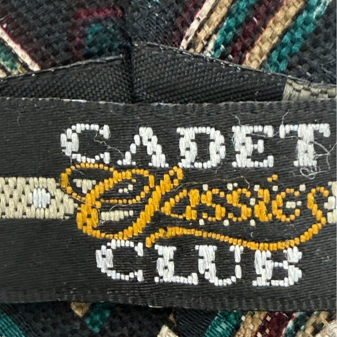 Vintage 1960s Cadet Classic Club Boys Clip-On Tie Navy Geometric 11"