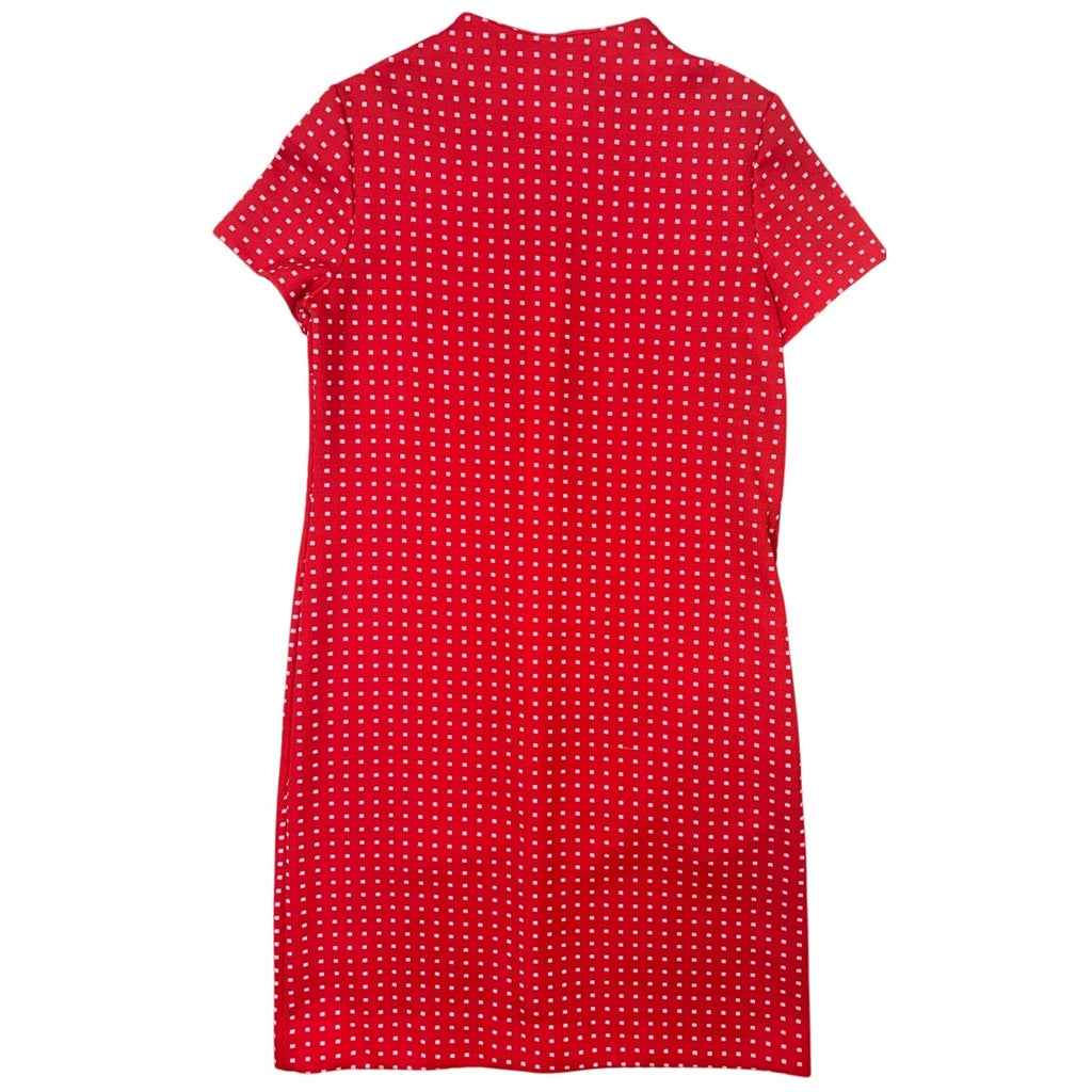 Vintage 70s Flutterbye Red Zip Front Mod Shift Dress Womens S/M 38 Bust