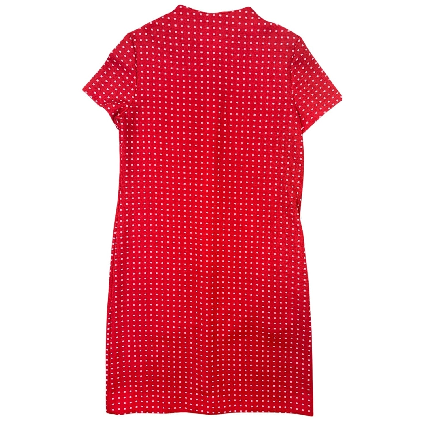 Vintage 70s Flutterbye Red Zip Front Mod Shift Dress Womens S/M 38 Bust