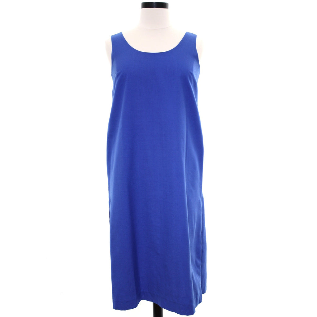 Vintage 1980s Royal Blue Shantung Sleeveless Midi Jumper Dress