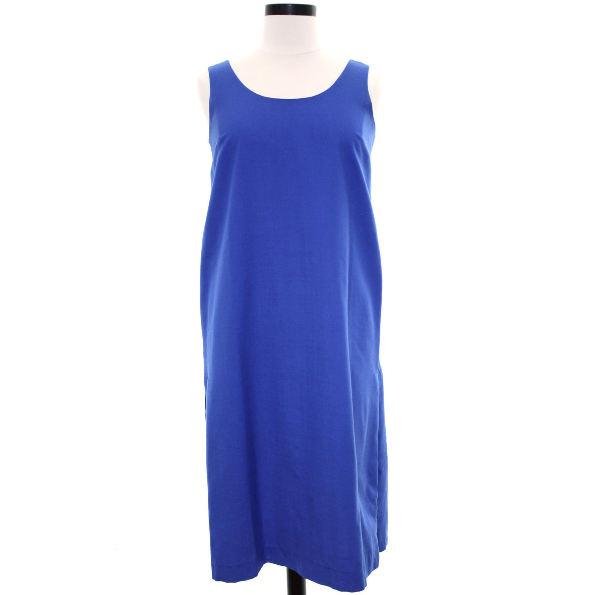 Vintage 1980s Royal Blue Shantung Sleeveless Midi Jumper Dress