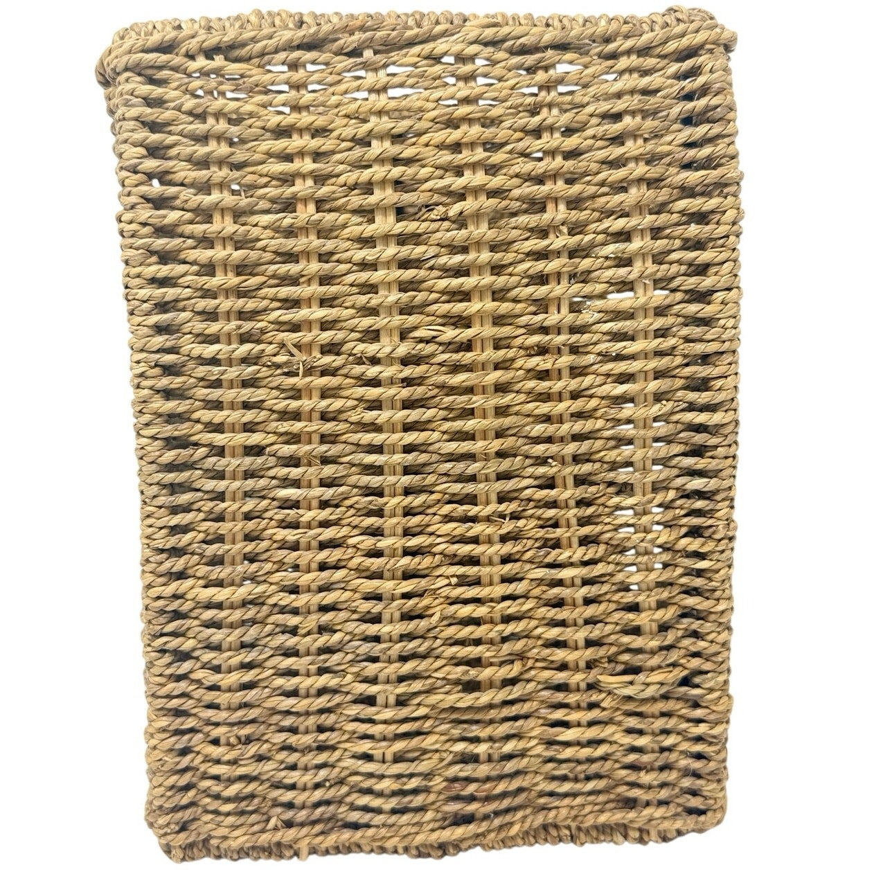 Vintage Wicker Palm Tree Waste Basket Trash Can Tropical Island Decor