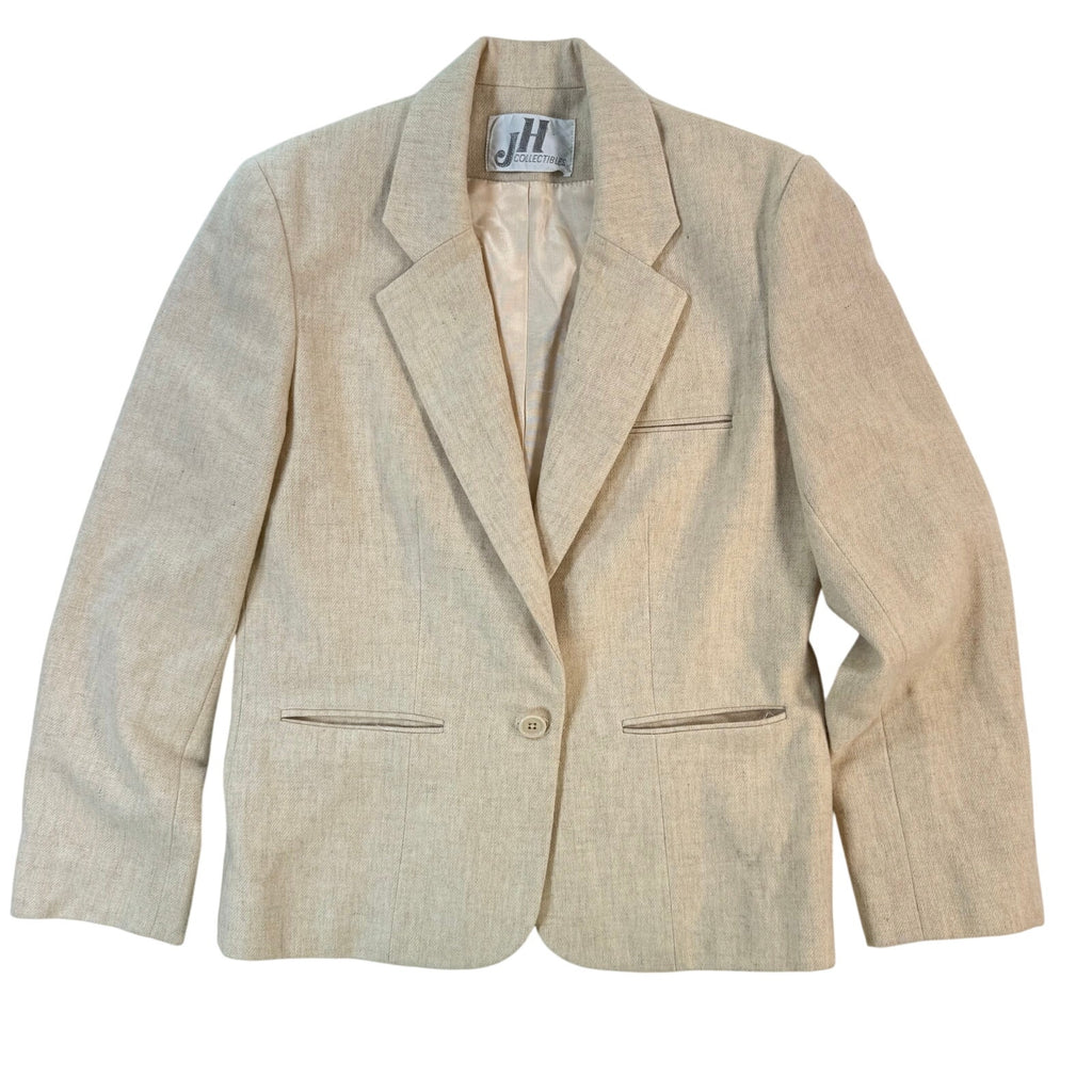 Vintage 70s Tan Wool Skirt Blazer Jacket Suit Set Women's 6 JH Collectibles