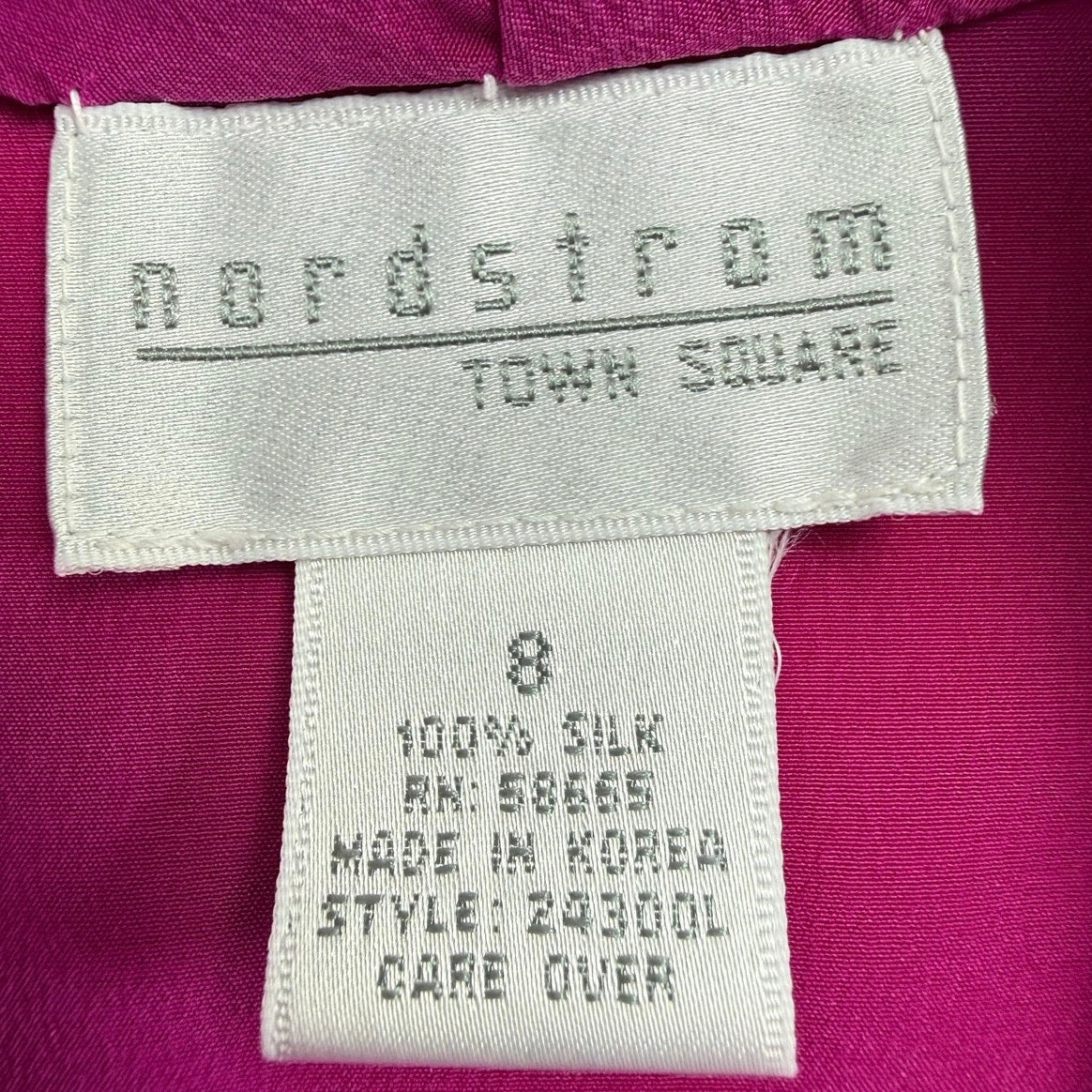 Vintage 80s Nordstrom Town Square 100 Silk Fuchsia Blouse Size 8 Shoulder Pads