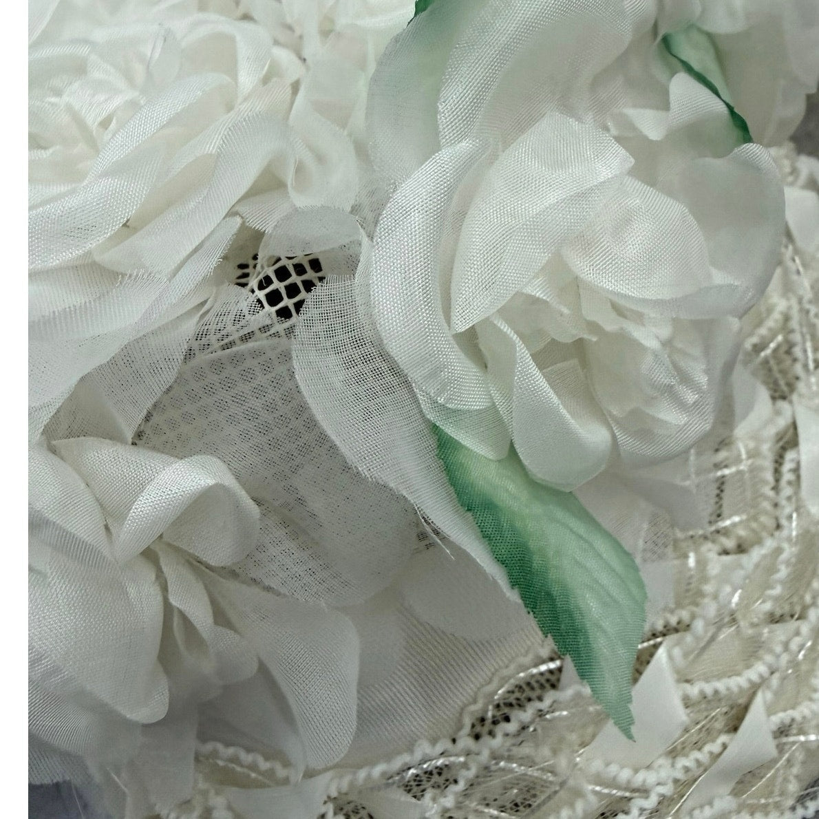 Vintage 60s White Floral Bucket Hat Lace Chiffon Union Label