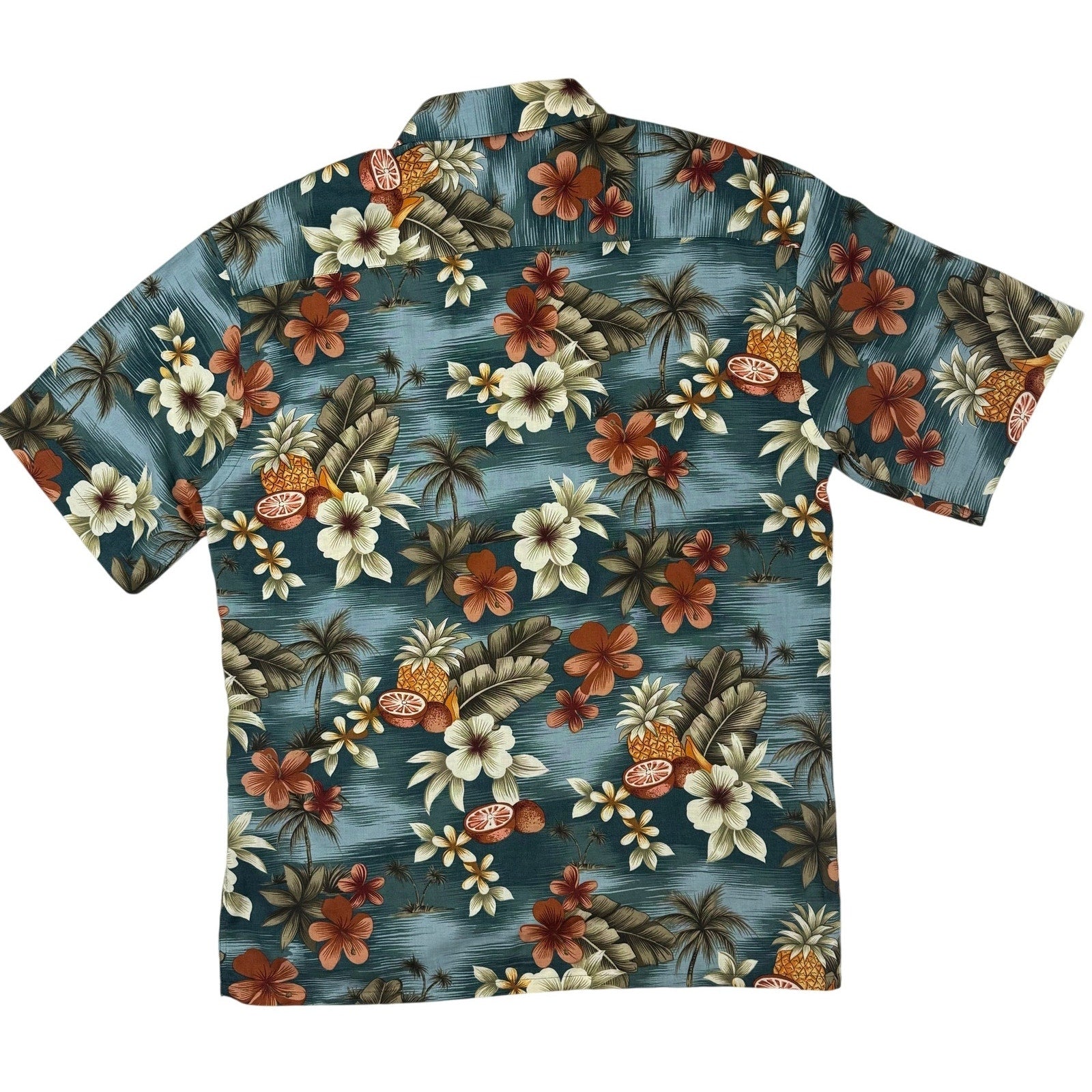 Vintage 80s Men's Medium Hawaiian Shirt Button Down Campia Rayon Pineapple