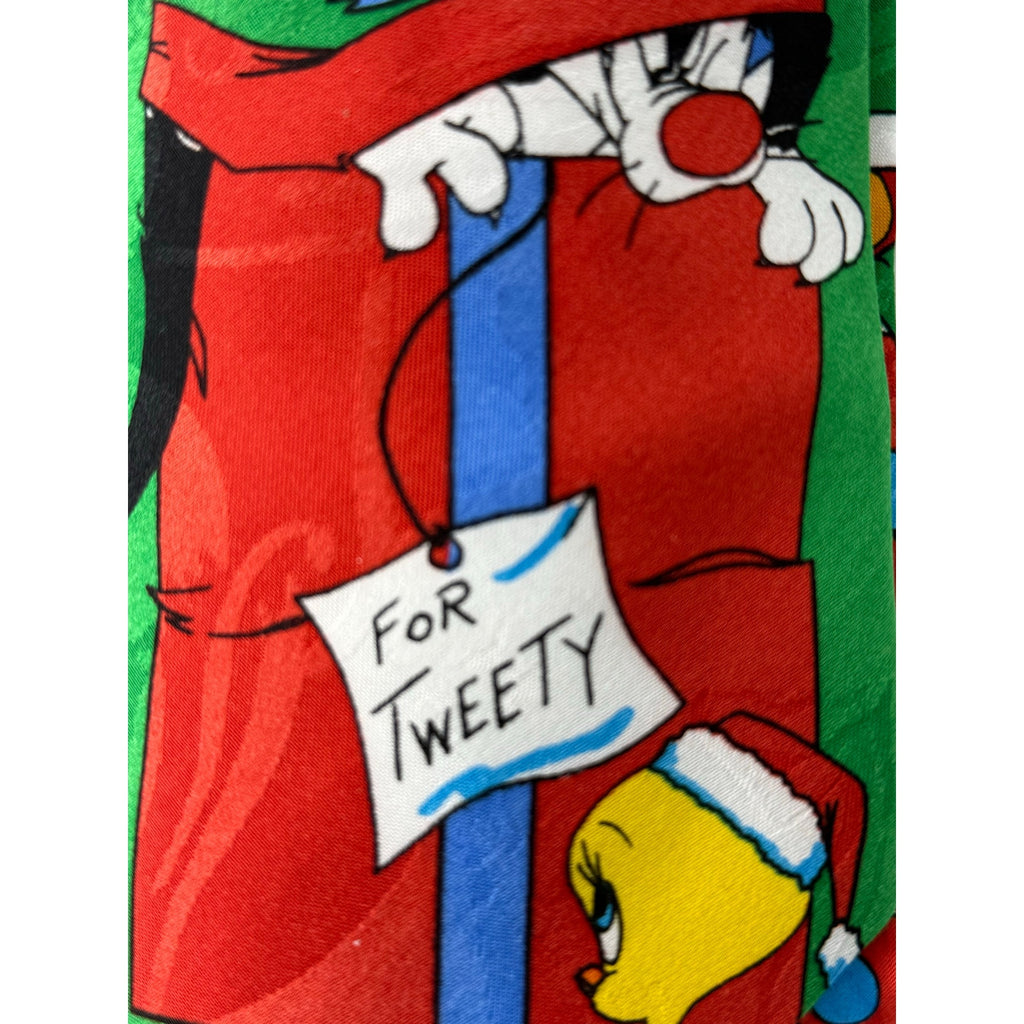 Vintage 90s Looney Tunes Christmas Tie Tweety Tasmanian Devil Holiday