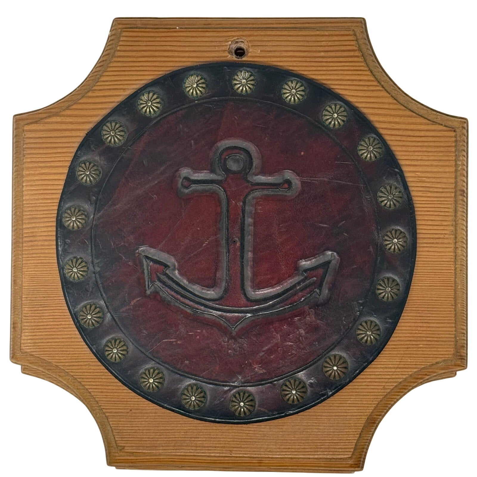 Vintage 70s Nautical Wood Trivets Anchor Ship Wheel Wall Hanging Set