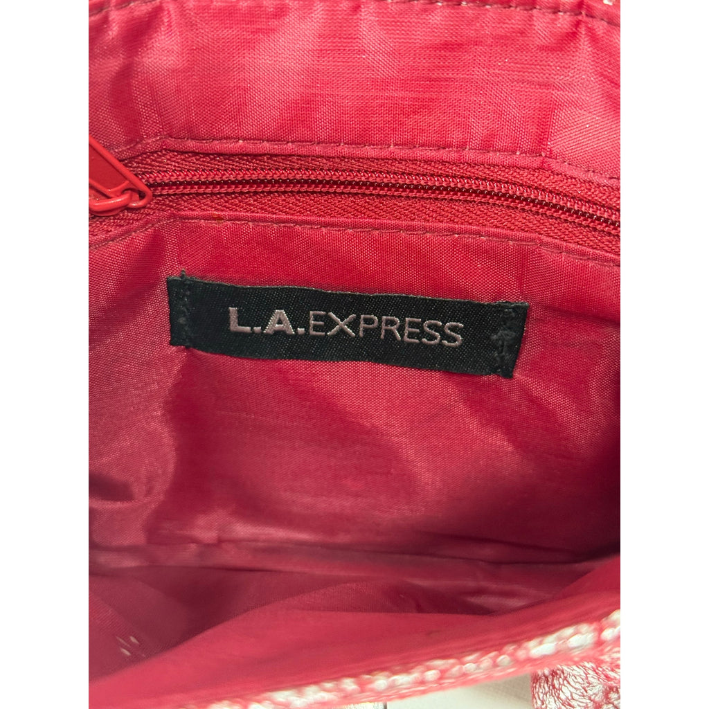 Retro L.A. Express Pink Metallic Silver Ruched Crossbody Bag 7x6 Small Purse