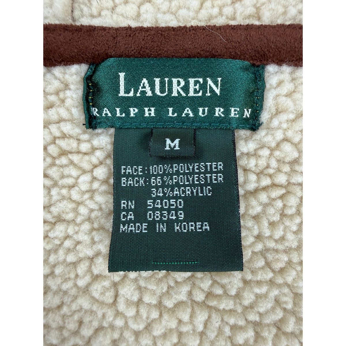 Vintage 90s Lauren Ralph Lauren Womens M Brown Faux Suede Sherpa Hooded Vest