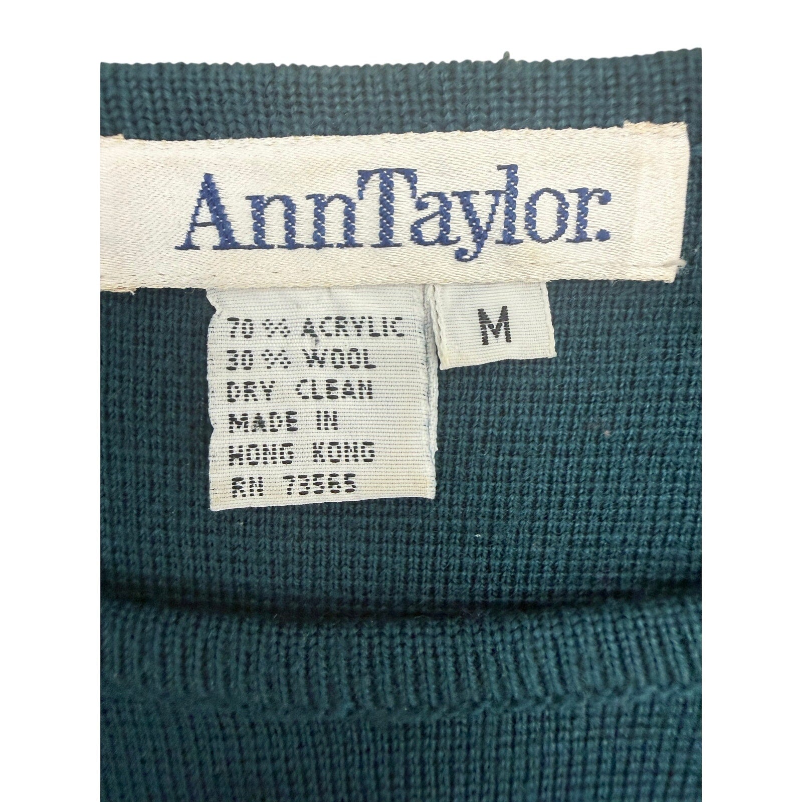 Ann Taylor Sweater Dress Teal Knit Long Sleeve Midi Hong Kong Women's Medium
