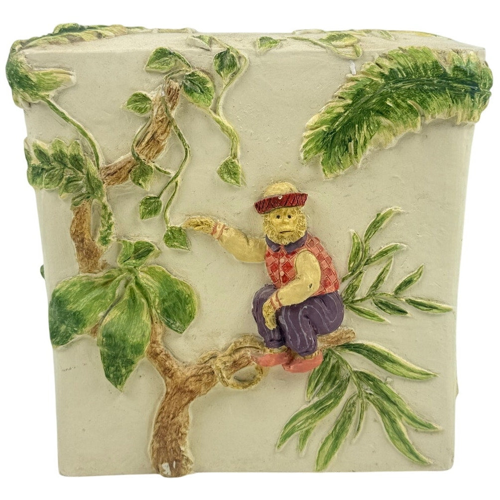Valarr Hand Painted Tropical Monkey Rainforest Tissue Box Cover Jungle Decor
