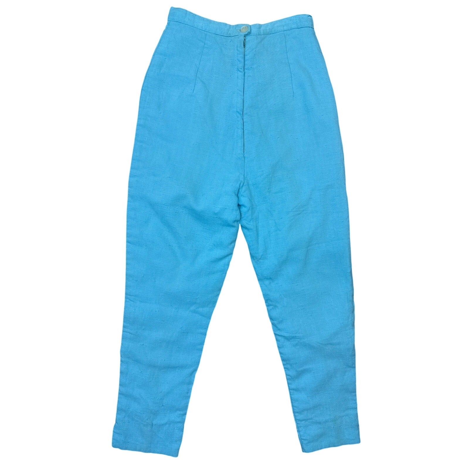 Vintage 60s Girls 8-10 Pants Light Blue Capri Tapered Slit Hem Cotton Blend