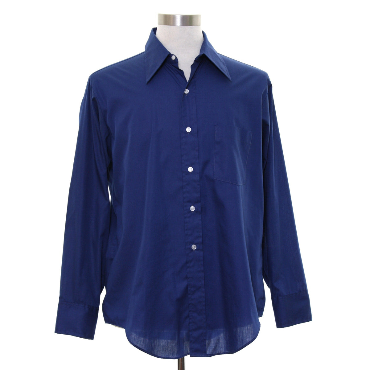 Vintage 1970s Arrow Kent Collection Mens Navy Blue Dress Shirt 16-33
