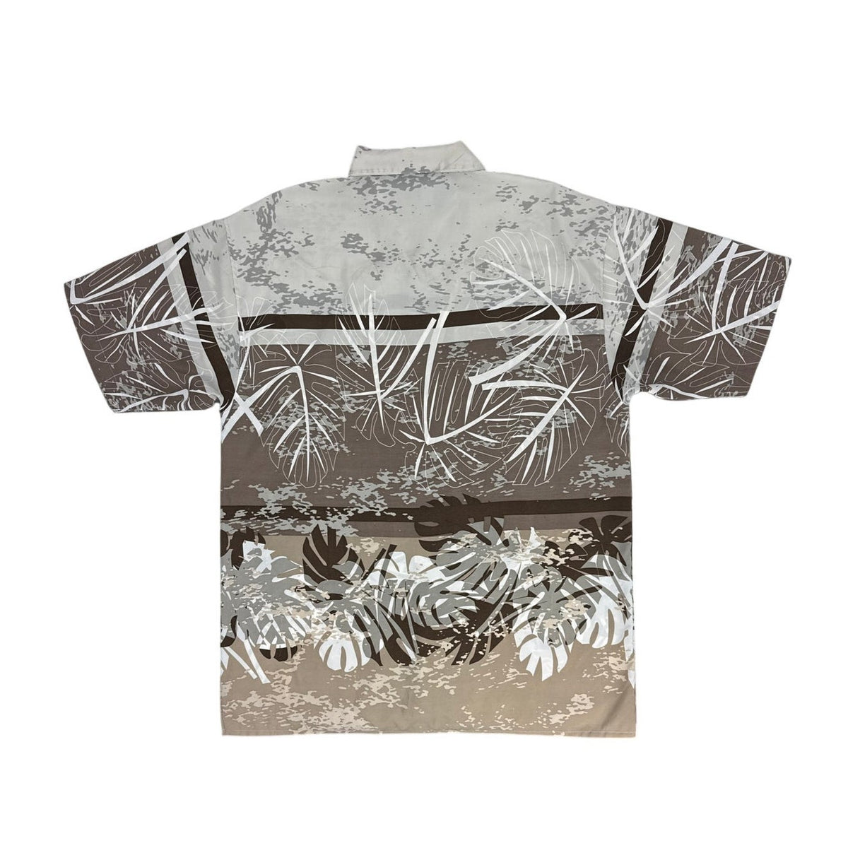 Vintage 90s Koman Sport Taupe Foliage Hawaiian Shirt Men’s Large