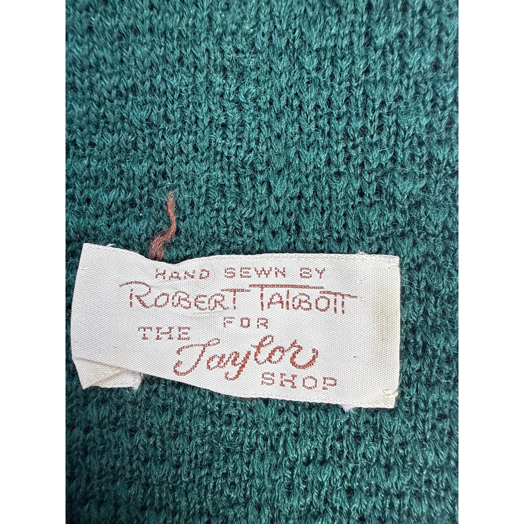 Vintage 60s Robert Talbott Hunter Green Acrylic Knit Square End Tie 3” x 56”