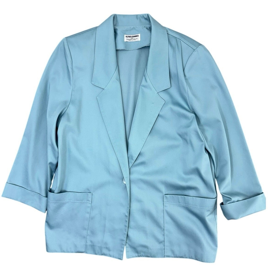 Vintage 80s Alfred Dunner Women's Light Blue Blazer Jacket Size 16 USA 44 Chest