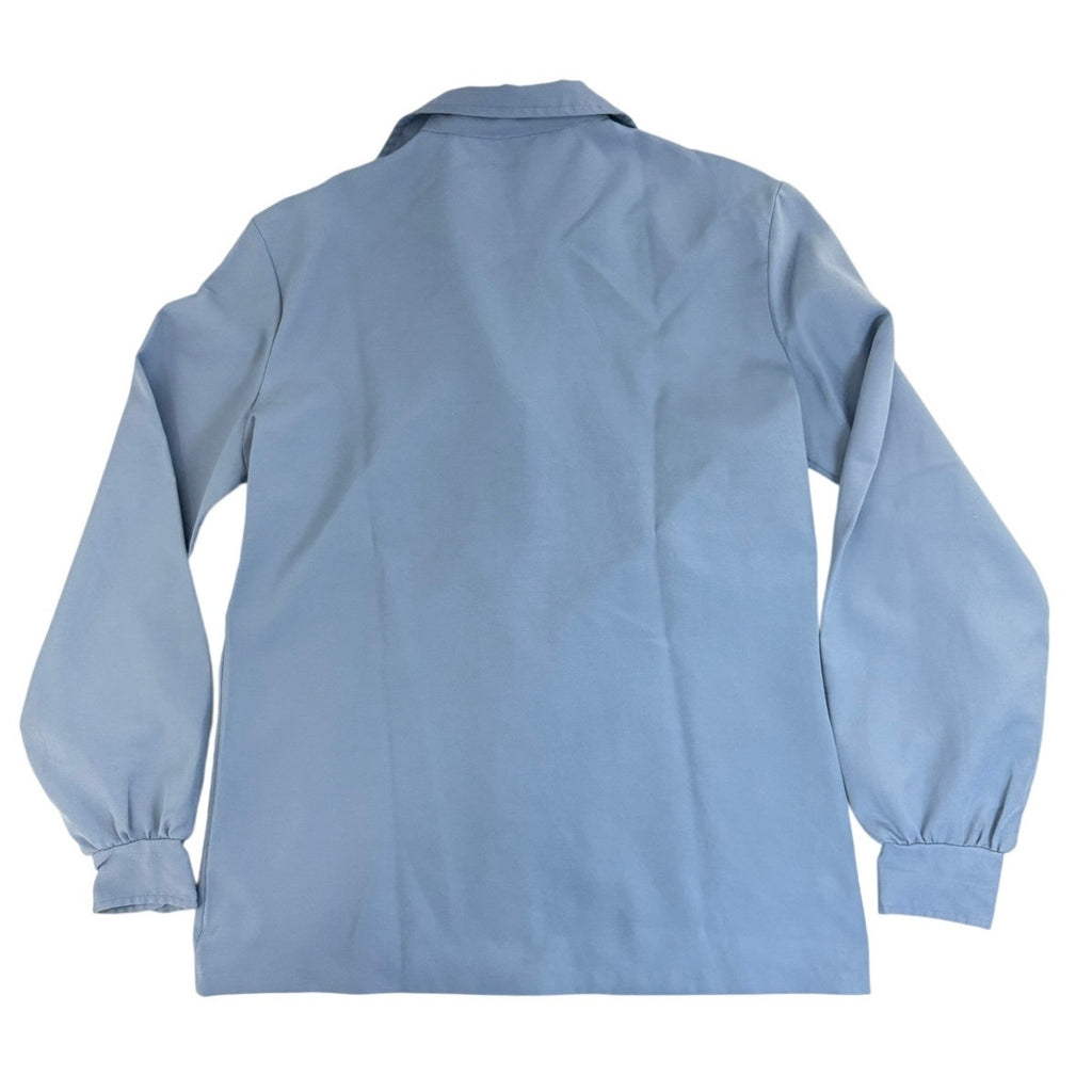 Vintage Style LeSoftShirt Blue Polyester Button Front Blouse Womens Medium