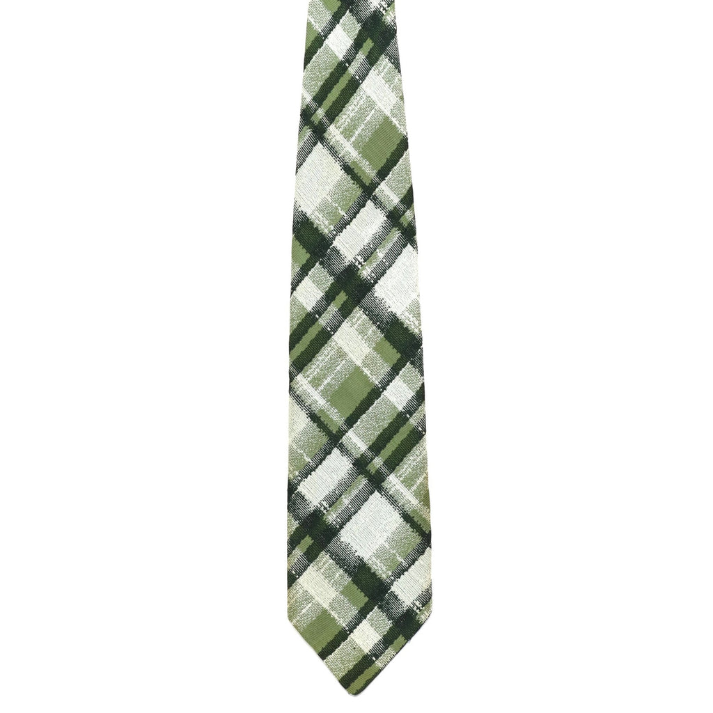 Vintage 70s Brittania Rosenblatts Green Plaid Wide Men's Tie 4"