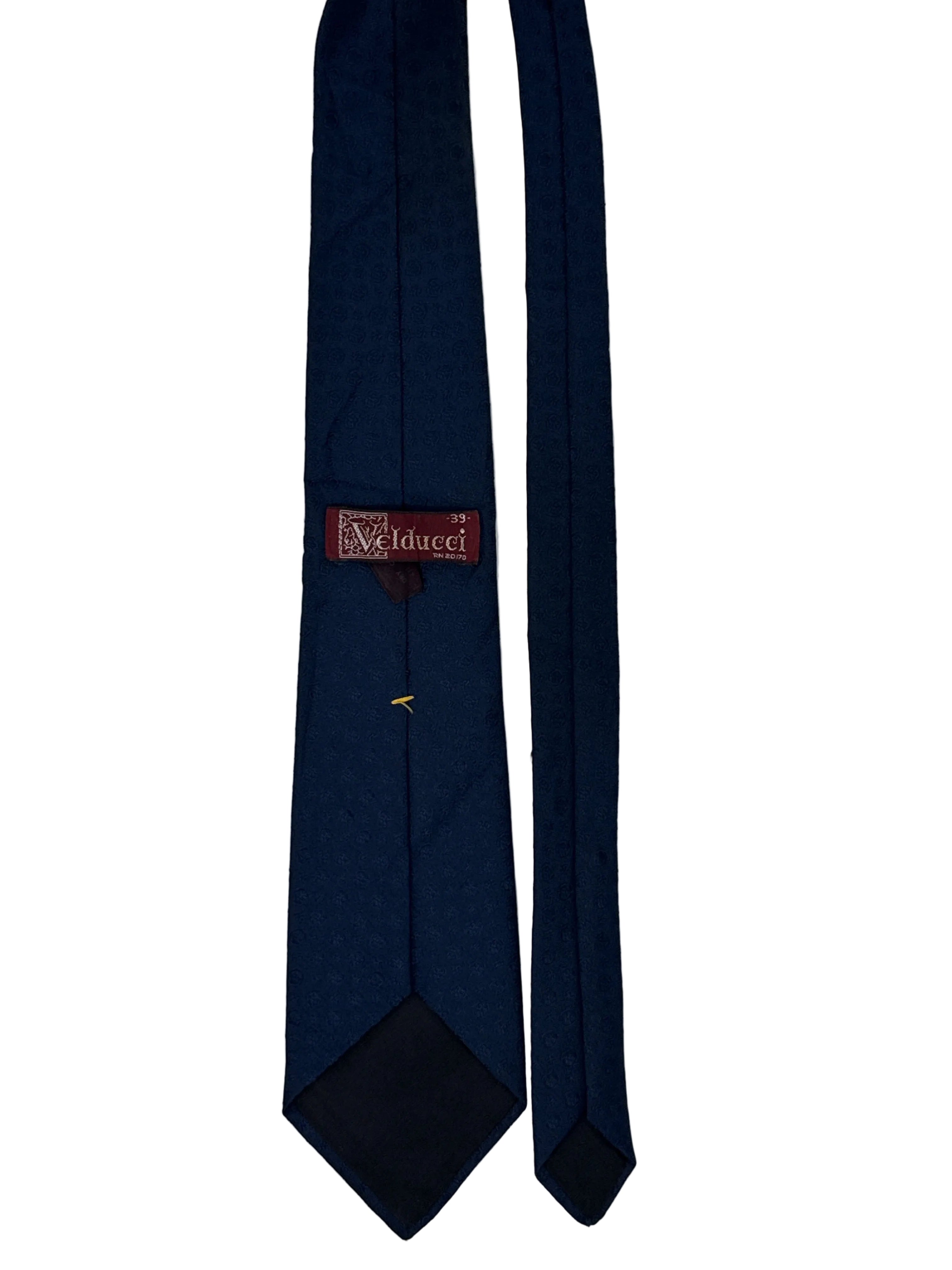 Vintage 60s Velducci Navy Textured Polyester Tie Slim 3.25"