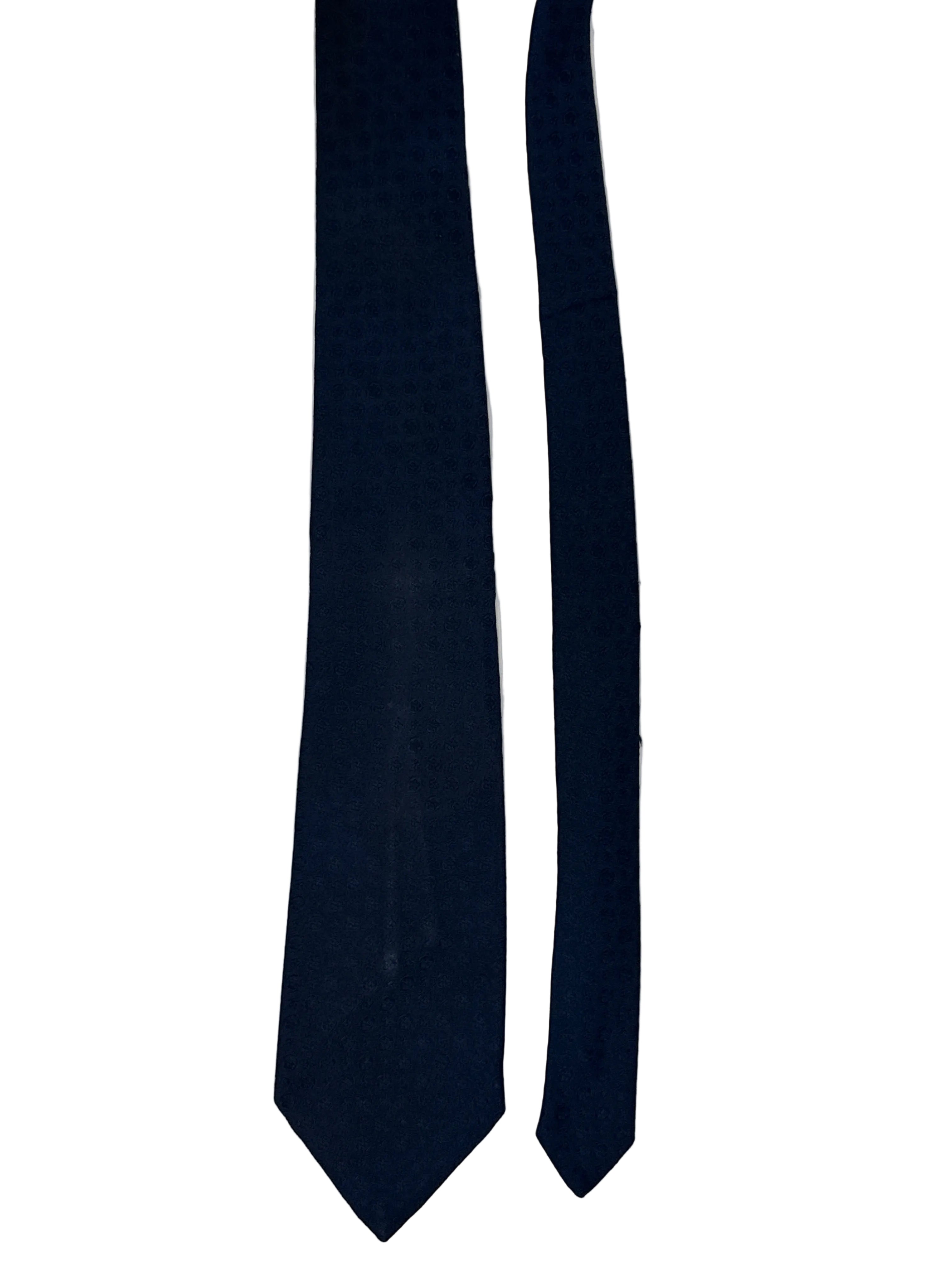 Vintage 60s Velducci Navy Textured Polyester Tie Slim 3.25"