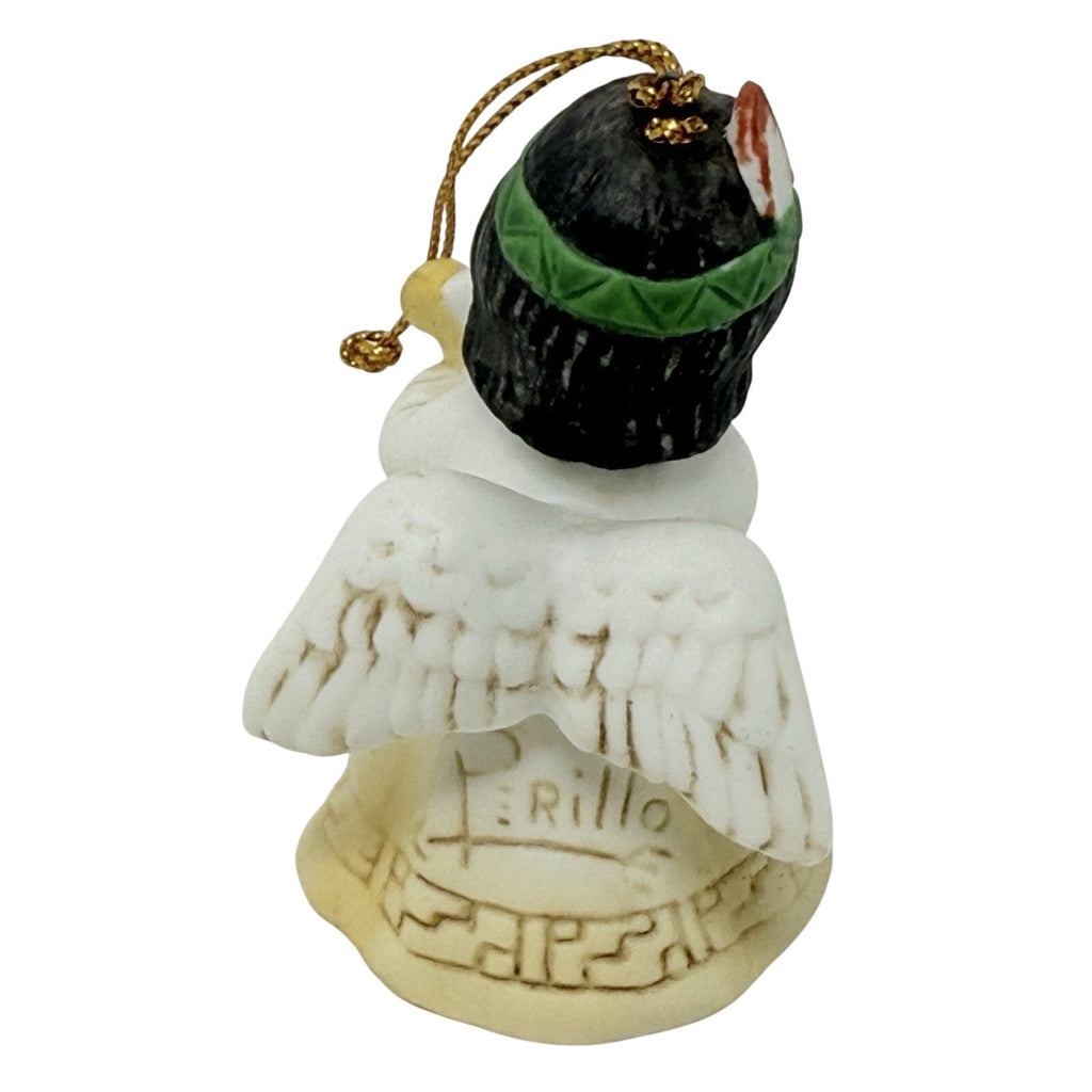 Vintage 80s Gregory Perillo Vague Shadows Native American Angel Bell Ornament