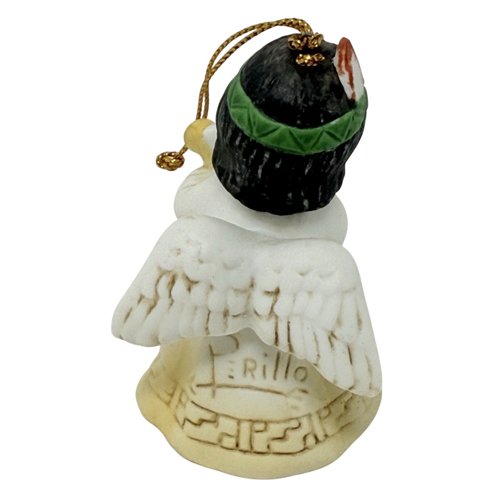 Vintage 80s Gregory Perillo Vague Shadows Native American Angel Bell Ornament
