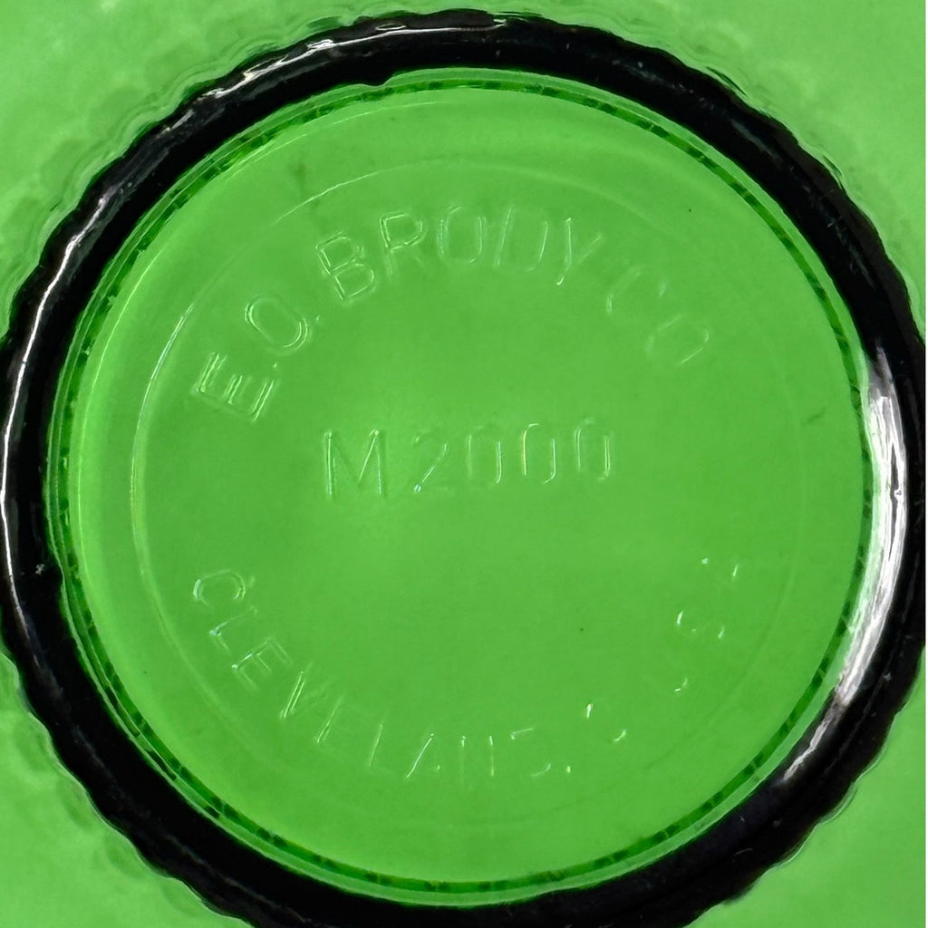 Vintage 50s EO Brody Green Glass Pedestal Bowl Scalloped Edge MCM