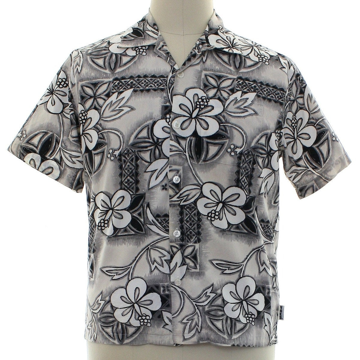 Vintage 90s Toes on the Nose Hawaiian Shirt Men's M Gray Floral Surf Camp Aloha