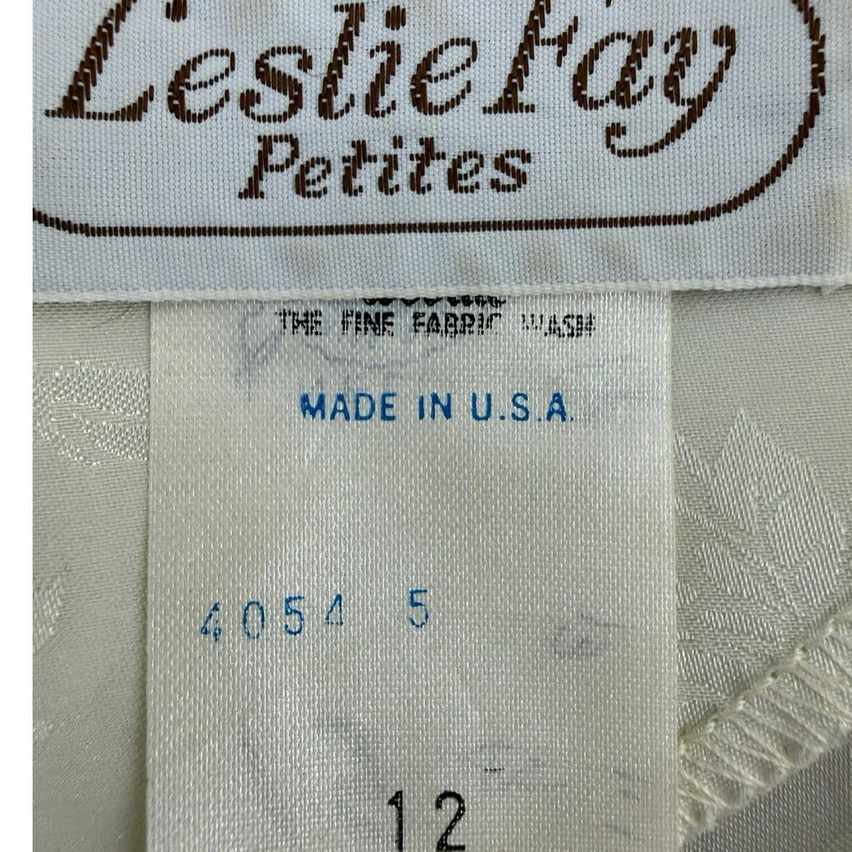 Vintage 70s Women's 12 Leslie Fay Petites Navy White Dress Jacket Set USA