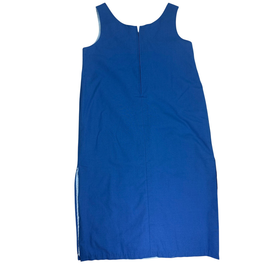 Vintage 1980s Royal Blue Shantung Sleeveless Midi Jumper Dress