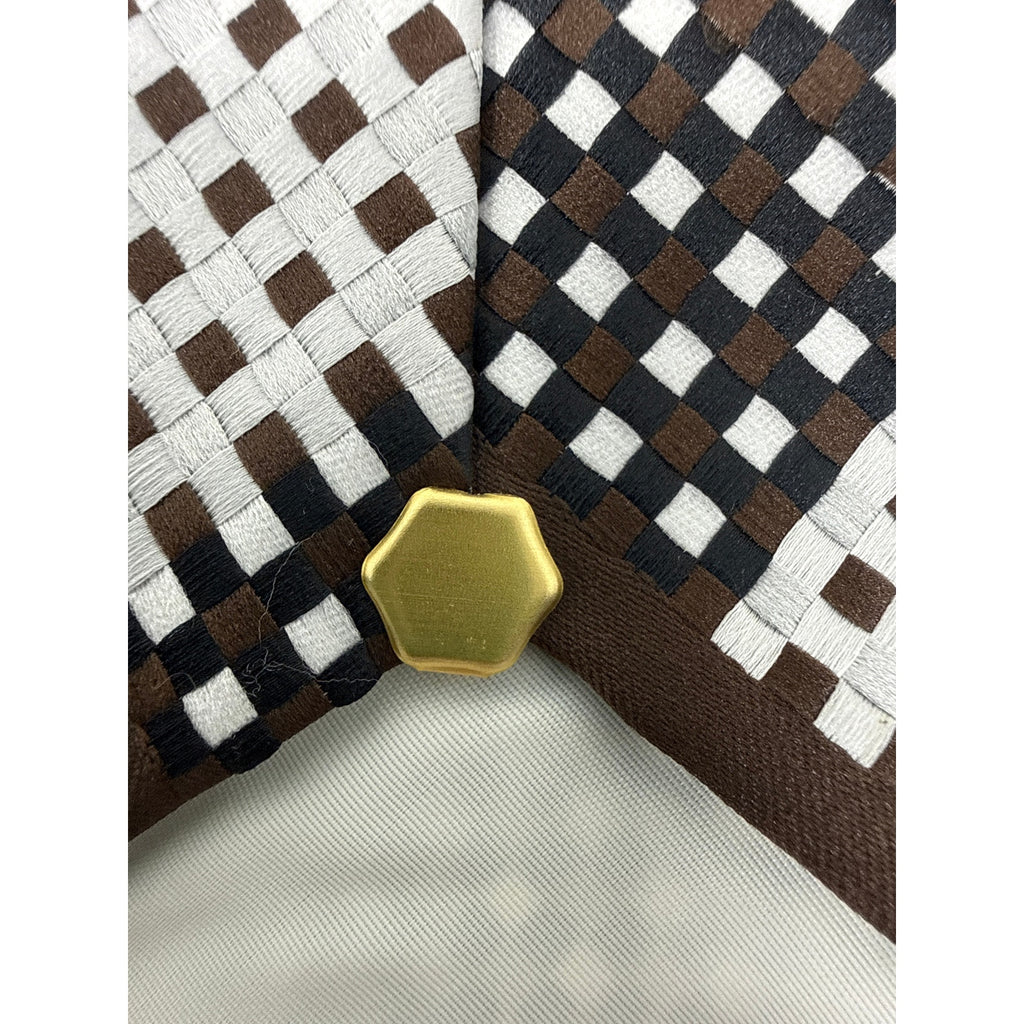 Vintage 70s Mens Wide Disco Necktie Champs Elysee Op Art Check Brown Black White