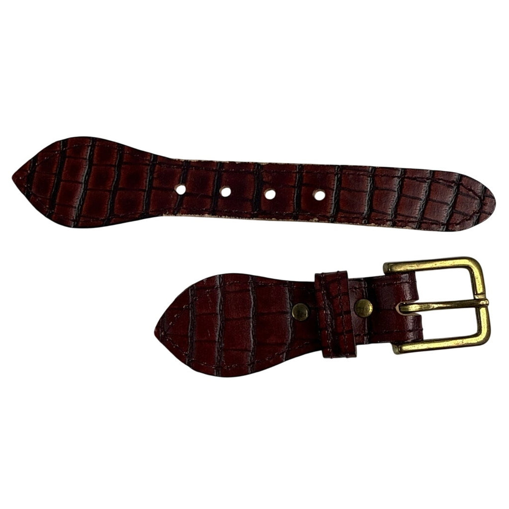 Vintage Dark Brown Embossed Belt with Gold Tone Buckle 33-35 Waist