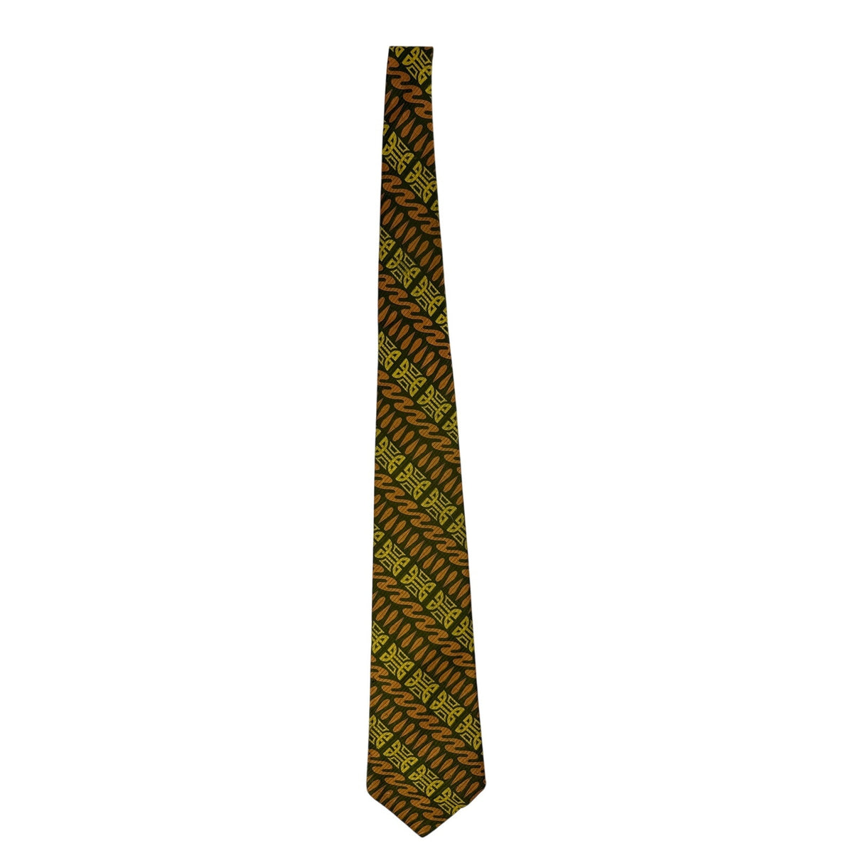 Vintage 70s Foreman & Clark Orange Green Geometric Wide Necktie