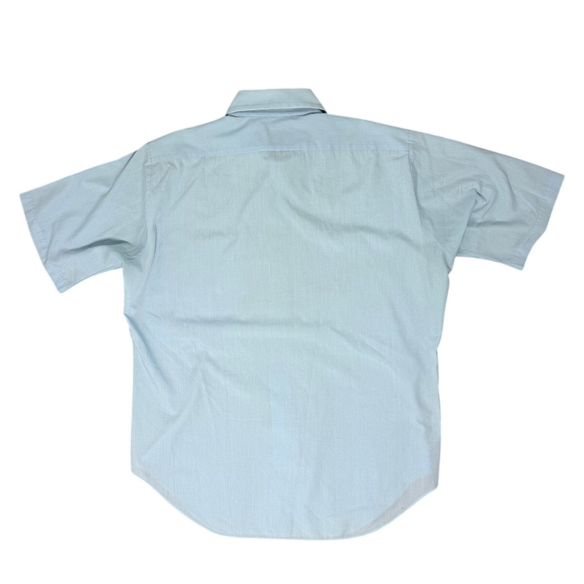 Vintage 70s Men's Large Blue Short Sleeve Button Down Shirt Lightweight 44 Chest