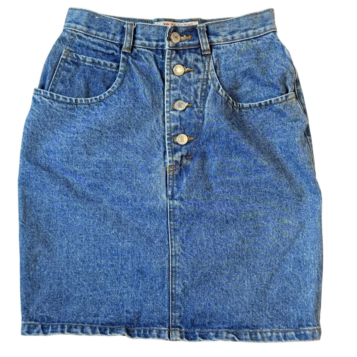 Vintage 90s Women's 7/8 High Waist Denim Jean Skirt Button Down Jordache