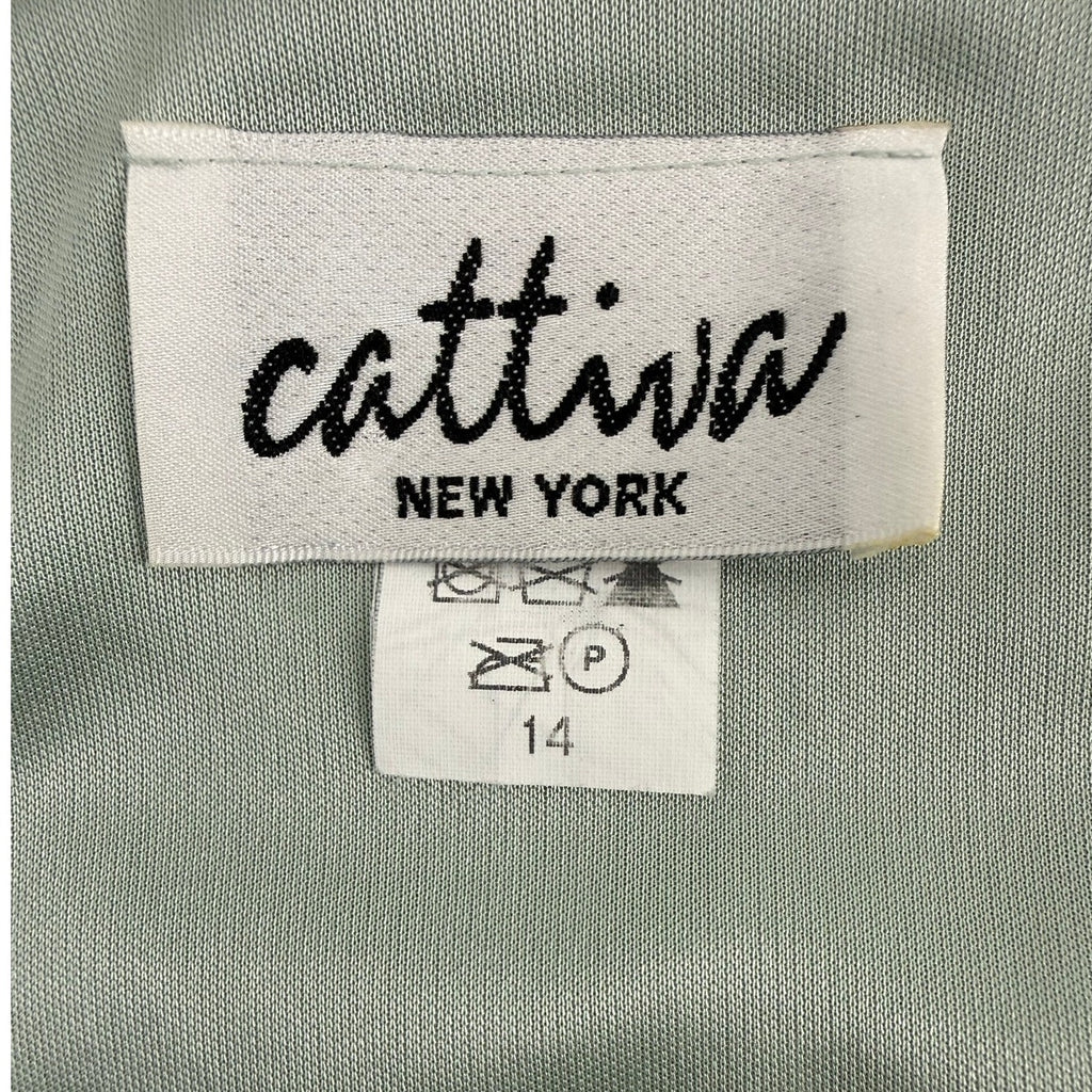 Vintage 90s Women's Large Captivia New York Mint Green Chiffon Layered Dress Set USA